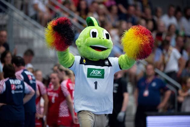 Hamm, Germany 05 06 2019 Handball WM Qualifiktation 2019 Women Germany vs Croatia Jolinchen Maskottchen Germany Hamm Nordrhein Westfalen Germany WESTPRESS arena