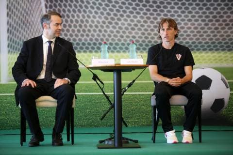 Italian football camp for children 06.06.2019., Opatija, Croatia - press conference, PK, Pressekonferenz on announcement of the Italian football camp for children in Croatia. Dinko Lucic, Luka Modric  NelxPavletic PIXSELL