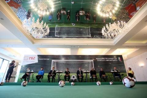 Italian football camp for children 06.06.2019., Opatija, Croatia - press conference, PK, Pressekonferenz on announcement of the Italian football camp for children in Croatia. Jasna Curkovic Kelava, Zlatko Dalic, Dinko Lucic, Luka Modric, Rosario Strano, Roberto Baggio, Vittorio Petrone, Marco Schembri  NelxPavletic PIXSELL