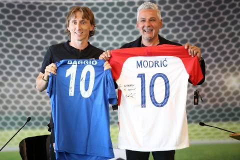 Italian football camp for children 06.06.2019., Opatija, Croatia - press conference, PK, Pressekonferenz on announcement of the Italian football camp for children in Croatia. Luka Modric, Roberto Baggio  NelxPavletic PIXSELL