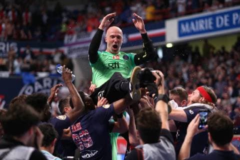 Sport Bilder des Tages Thierry Omeyer (Paris) HANDBALL : Lidl Starligue - 26eme journee - Paris Saint-Germain HB vs Cesson-Rennes Metropole HB - 06 06 2019 KevinDomas Panoramic 