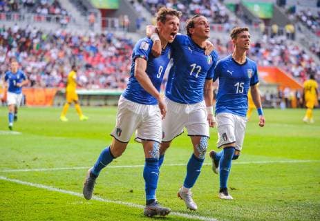2019.06.07 Tychy Pilka nozna Mistrzostwa Swiata U-20 Polska 2019 Wlochy - Mali N z Andrea Pinamonti, Luca Pellegrini Foto Lukasz Sobala Press Focus 2019.06.07 Tychy Football 2019 FIFA U-20 World Cup Poland Italy and Mali Andrea Pinamonti, Luca Pellegrini Credit: Lukasz Sobala Press Focus NEWSPIX.PL --- Newspix.pl  20190607PF_LS142