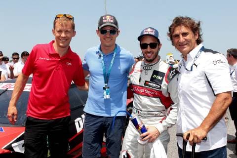 Mattias Ekström (ehemaliger DTM-Fahrer), Sebastien Orgier, Andrea Dovizioso (ITA) (WRT Team Audi - Audi RS5 DTM) und Alessandro Zanardi (ITA) beim DTM-Lauf auf dem Misano World Circuit (ITA). Copyright Thomas Pakusch *** Mattias Ekström former DTM driver , Sebastien Orgier, Andrea Dovizioso ITA WRT Team Audi Sport Audi RS5 DTM and Alessandro Zanardi ITA at the DTM round on the Misano World Circuit ITA Copyright Thomas Pakusch