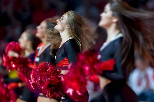 GER, BBL Playoff semi-final, match 3, FC Bayern Muenchen vs. SC Rasta Vechta 08 06 2019, Audi Dome, Munich, GER, BBL playoff semi-final, match 3, FC Bayern Muenchen vs. SC Rasta Vechta, in picture feature blurs blurred cheerleader nordphotox xStraubmeier nph00004
