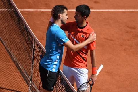Dominic Thiem (AUT) Novak Djokovic (SRB) TENNIS : Roland Garros 2019 - Internationaux de France - 08 06 2019 VirginieBouyer Panoramic 