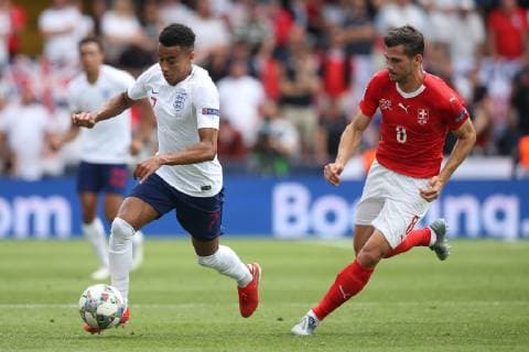 Switzerland v England UEFA Nations League 3rd Place Play-off Jesse Lingard of England and Remo Freuler of Switzerland in action during the UEFA Nations League 3rd Place Play-off match at Estadio D. Afonso Henrique, Guimaraes Content Not Available For UK Newspapers Copyright: xPaulxChestertonx FIL-13338-0030