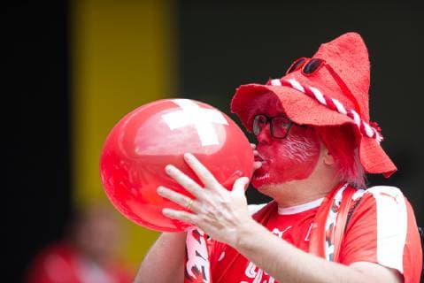 Guimaraes, Portugal, 09 06 2019, UEFA Nations League, 3 Place, Switzerland England, Supporter of Switzerland is seen Defodi 09 531 002152 Defodi-531