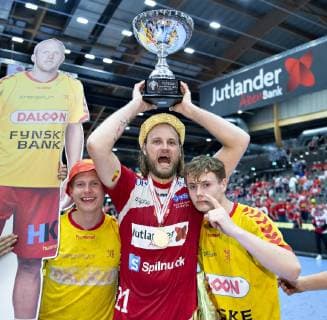 Aalborg Handball Henrik Moellgaard with the trophy after in the mens handball final match between Aalborg Handball and GOG in Jutlander Bank Arena Aalborg, Sunday, June 9, 2019, Aalborg Jutland Denmark,  Copyright: HenningxBagger HenningxBaggerx COP101 spdk20190609-180043-L