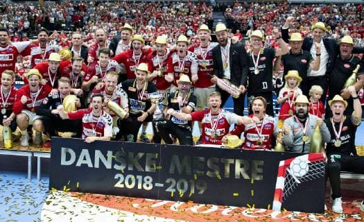 Aalborg Handballs Danish champions after the victory in the mens handball final match between Aalborg Handball and GOG in Jutlander Bank Arena Aalborg, Sunday, June 9, 2019, Aalborg Jutland Denmark,  Copyright: HenningxBagger HenningxBaggerx COP101 spdk20190609-181440-L
