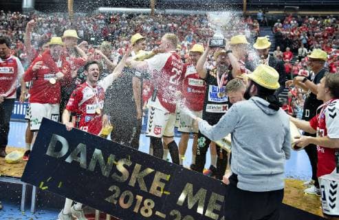 Aalborg Handballs Danish champions after the victory in the mens handball final match between Aalborg Handball and GOG in Jutlander Bank Arena Aalborg, Sunday, June 9, 2019, Aalborg Jutland Denmark,  Copyright: HenningxBagger HenningxBaggerx COP101 spdk20190609-181542-L
