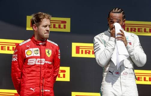 Motorsports: FIA Formula One World Championship, WM, Weltmeisterschaft 2019, Grand Prix of Canada, 5 Sebastian Vettel (GER, Scuderia Ferrari Mission Winnow), 44 Lewis Hamilton (GBR, Mercedes AMG Petronas Motorsport), Montreal Canada