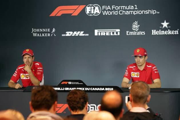 Photo4 LaPresse 09 06 2019 Montreal, Canada Grand Prix Formula One Canada 2019 In the pic: Sebastian Vettel (GER) Scuderia Ferrari SF90 and Charles Leclerc (MON) Scuderia Ferrari SF90  Copyright: xPhoto4 LaPressex