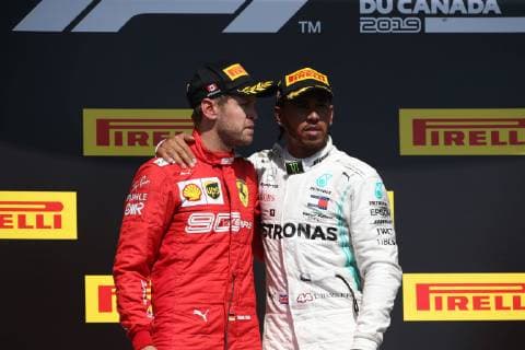 Photo4 LaPresse 09 06 2019 Montreal, Canada Grand Prix Formula One Canada 2019 In the pic: Lewis Hamilton (GBR) Mercedes AMG F1 W10 and Sebastian Vettel (GER) Scuderia Ferrari SF90  Copyright: xPhoto4 LaPressex