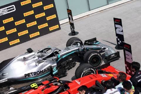 Photo4 LaPresse 09 06 2019 Montreal, Canada Grand Prix Formula One Canada 2019 In the pic: Sebastian Vettel (GER) Ferrari SF90 moved the 1st and 2nd place Boards.  Copyright: xPhoto4 LaPressex