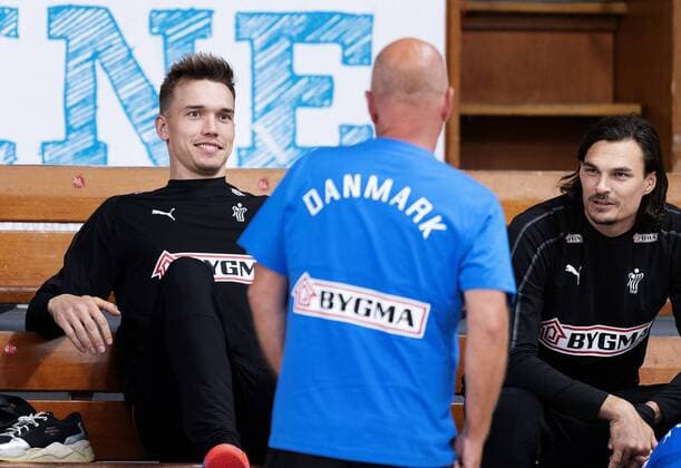 Lasse Andersson and Jannick Green during the handball team of the mens team in Bavnehoej Hall prior to the European Championship qualification, Monday 10 June 2019, Copenhagen Denmark,  Copyright: fotograf@clausbech.dk ClausxBechx COP106 spdk20190610-183629-L