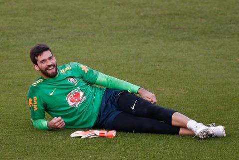 Training of the Brazilian Team in São Paul SÃO PAULO, SP - 10.06.2019: TRAINING OF THE BRAZILIAN TEAM IN SÃO PAUL - Alisson of Brazil during the training of the Brazilian national team, Nationalteam in the Pacaembu Stadium in São Paulo, SP. (Photo: Marcelo Machado de Melo Fotoarena) x1745260x  MarceloxMachadoxdexMelo