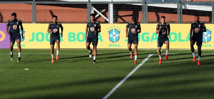 Players during a training of the national soccer team of Brazil, at Pacaembu stadium in Sao Paulo, Brazil, 10 June 2019. The Copa America 2019 will be played between June 14 and July 7 in Brazil. Brazilian National soccer team training session !ACHTUNG: NUR REDAKTIONELLE NUTZUNG!  Copyright: xPauloxWhitakerx PW07 20190610-636958036477398767