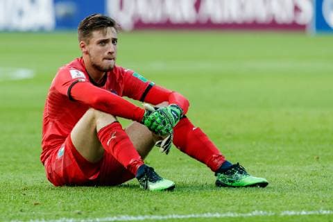 Gdynia, Poland, 11 06 2019, FIFA U 20 World Cup Poland 2019, semi-final, Ukraine Italy, goalkeeper Alessandro Plizzari ITA disappoints Defodi 01048 180958 Defodi-048