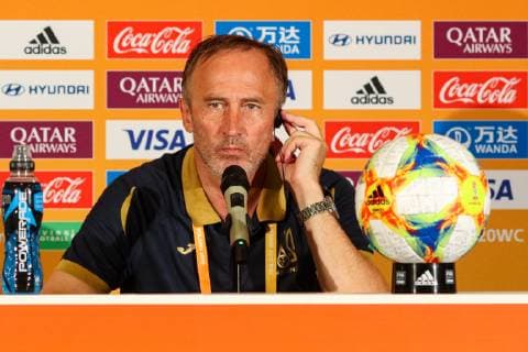 Gdynia, 11.06.2019 Pilka nozna FIFA Mistrzostwa Swiata U20 Polska 2019 Mecz Ukraina - Wlochy -- Football FIFA U-20 World Cup Poland 2019 Match Ukraine - Italy NZ trener coach Oleksandr PETRAKOV , pomeczowa konferencja prasowa Fot. Grzegorz Jedrzejewski 058sport.pl NEWSPIX.PL --- Newspix.pl  ukraina-wlochy_20190611_0063_JED