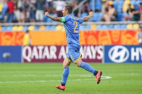 June 11, 2019 - Gdynia, pomorskie, Poland - Valerii Bondar of Ukraine seen celebrating after the FIFA U-20 World Cup match between Ukraine and Italy (semi-finals) in Gdynia. Ukraine Vs Italy in Gdynia, Poland - 11 Jun 2019 - ZUMAs197 20190611_zaa_s197_063 Copyright: xTomaszxZasinskix