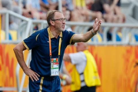 Gdynia, Poland, 11 06 2019, FIFA U 20 World Cup Poland 2019, semi-final, Ukraine Italy, coach Petrakov Oleksandr UKR gesticulated, gestic Defodi 01048 181117 Defodi-048