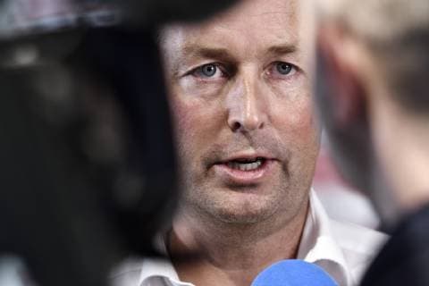 Peter Moeller, football director at DBU, presents Kasper Hjulmand as future new land coach and Morten Wieghorst as assistant trainer at DBUs headquarters in Broendby, Wednesday, June 12, 2019, Denmark,  Copyright: TariqxMikkelxKhanx COP105 spdk20190612-142613-L