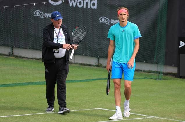 12 06 2019, ATP Tour World, MercedesCup 2019 Stuttgart, Tennis, in picture father Zverev with Alexander Zverev GER copyright Philippe Ruiz mobile 0177 29 39 408