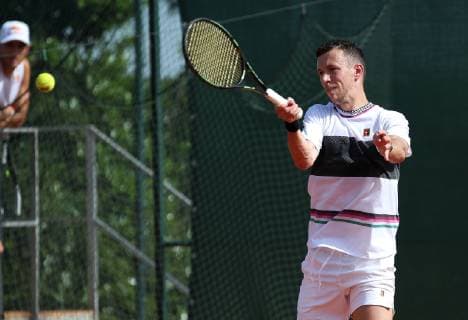 (190613) -- ZAGREB, June 13, 2019 -- Ivan Perisic plays tennis during Gem Set Croatia, a humanitarian sports event organized by the Marin Cilic Foundation, in Zagreb, Croatia, June 12, 2019. ) (SP)CROATIA-ZAGREB-HUMANITARIAN SPORTS EVENT-GEM SET CROATIA IgorxKralj 