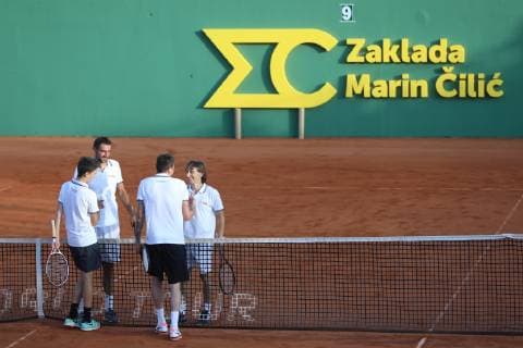 Zagreb, 12.06.2019 - Charity tournament Gem Set Hrvatska organized by the best Croatian tennis player Marin Cilic (Marin Cilic foundation). Marin Cilic, Luka Modric, Patrik Jurina and Mario Mandzukic 