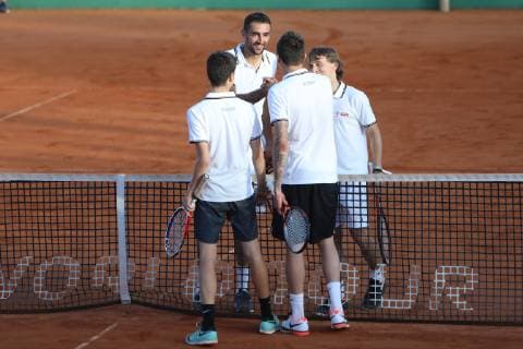 Zagreb, 12.06.2019 - Charity tournament Gem Set Hrvatska organized by the best Croatian tennis player Marin Cilic (Marin Cilic foundation). Marin Cilic, Luka Modric, Patrik Jurina and Mario Mandzukic 