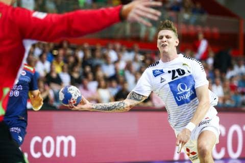 HANDBALL - EHF EC, AUT vs NOR KLAGENFURT,AUSTRIA,13.JUN.19 - HANDBALL - EHF EURO Cup, international match, Länderspiel, Nationalmannschaft Austria vs Norway. Image shows Sebastian Frimmel (AUT). GEPAxpictures xDanielxGoetzhaber