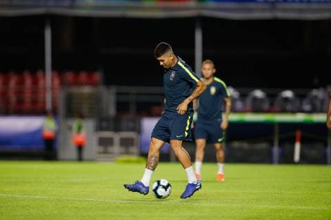 Training of the Brazilian Team in São Paul SÃO PAULO, SP - 13.06.2019: TRAINING OF THE BRAZILIAN TEAM IN SÃO PAUL - Photo during the training of the Brazilian Team at the Morumbi Stadium in São Paulo, SP. The team faces tomorrow& 3selection ion of Bolivia for the first match of the Copa America 2019. (Photo: Marcelo Machado de Melo Fotoarena) x1746930x  MarceloxMachadoxdexMelo