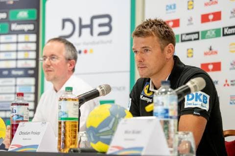 14 06 2019 Handball DHB Press Conference German National Team ThHa Christian Prokop Coach, National Coach, German National Handball Team DHB Tim Oliver Kalle Head of Communication, German Handball Federation
