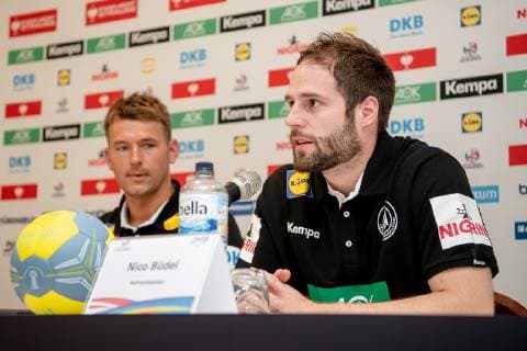 14 06 2019 Handball DHB Press conference German national team ThHa Nico Büdel Buedel 45, German national handball team DHB Christian Prokop Coach, national coach, German national handball team DHB