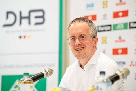 14 06 2019 Handball DHB Press Conference German National Team ThHa Tim Oliver Kalle Head of Communications, German Handball Federation