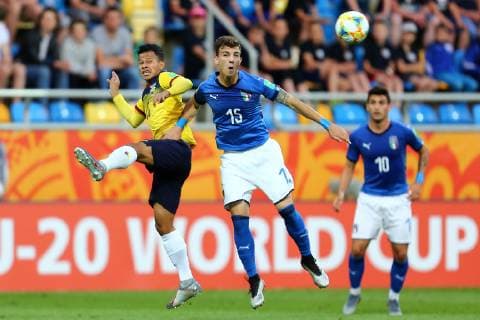 Fußball, U20 WM, Italien - Ecuador 2019.06.14 Gdynia Pilka nozna Mistrzostwa Swiata FIFA U-20 Polska 2019 Wlochy - Ekwador N z Jordan Lenin Rezabala Anzules Enrico Del Prato Foto Piotr Matusewicz PressFocus 2019.06.14 Gdynia Football FIFA U-20 World Cup Poland 2019 Italy - Ecuador Jordan Lenin Rezabala Anzules Enrico Del Prato Credit: Piotr Matusewicz PressFocus NEWSPIX.PL --- Newspix.pl  20190614_PF_PM036