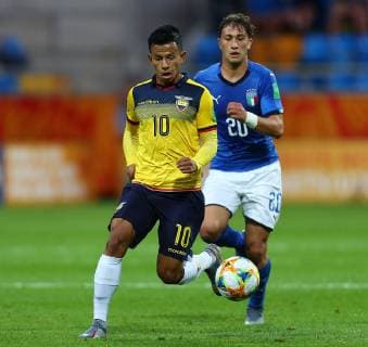 Fußball, U20 WM, Italien - Ecuador 2019.06.14 Gdynia Pilka nozna Mistrzostwa Swiata FIFA U-20 Polska 2019 Wlochy - Ekwador N z Jordan Lenin Rezabala Anzules Salvatore Esposito Foto Piotr Matusewicz PressFocus 2019.06.14 Gdynia Football FIFA U-20 World Cup Poland 2019 Italy - Ecuador Jordan Lenin Rezabala Anzules Salvatore Esposito Credit: Piotr Matusewicz PressFocus 