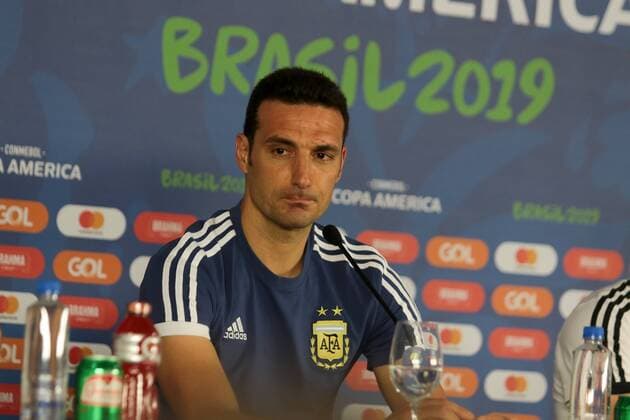 Fußball, Copa America, Nationalteam Argentinien Pressekonferenz Coletiva Selecao Argentina SALVADOR, BA - 14.06.2019: COLETIVA SELEcaO ARGENTINA - Lionel Scaloni, coach of the Argentina national team, Nationalteam during a Colombian national team, held this Friday (14) at the Fonte Nova Arena in Salvador, Bahia, Brazil. (Photo: Tiago Caldas Fotoarena) x1747633x  TiagoxCaldas
