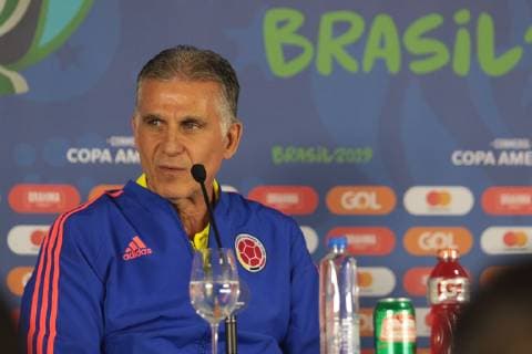 Fußball, Copa America, Nationalteam Kolumbien Pressekonferenz Collective Selection Colombia SALVADOR, BA - 14.06.2019: COLLECTIVE SELECTION COLOMBIA - Carlos Queiroz, coach of the Colombian national team, Nationalteam during a Colombian national team, held this Friday (14) at the Fonte Nova Arena in Salvador, Bahia, Brazil. (Photo: Tiago Caldas Fotoarena) x1747699x  TiagoxCaldas