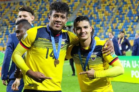 Gdynia, 14.06.2019 Pilka nozna FIFA Mistrzostwa Swiata U20 Polska 2019 Mecz o 3 miejsce Wlochy - Ekwador -- Football FIFA U-20 World Cup Poland 2019 3rd place Match Italy - Equador NZ Richard Alexander MINA CAICEDO , Alexander Antonio ALVARADO CARRIEL Fot. Grzegorz Jedrzejewski 058sport.pl NEWSPIX.PL --- Newspix.pl  wlochy-ekwador_20190614_0049_JED