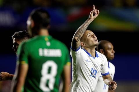 Brazilian Everton celebrates, during the Copa America 2019 Group A soccer match between Brazil and Bolivia, at Morumbi Stadium in Sao Paulo, Brazil, 14 June 2019. Brazil vs. Bolivia !ACHTUNG: NUR REDAKTIONELLE NUTZUNG!  Copyright: xFernandoxBizerrax SCA01121 20190615-636961697868739120