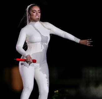 Brazil vs. Bolivia SÃO PAULO, SP - 14.06.2019: BRAZIL VS. BOLIVIA - The Colombian singer Karol G during a pre-match opening ceremony between Brazil and Bolivia, valid for the 2019 Copa America group stage, held this Friday (14) at the Morumbi Stadium in São Paulo, SP. (Photo: Marcelo Machado de Melo Fotoarena) x1747927x  MarceloxMachadoxdexMelo