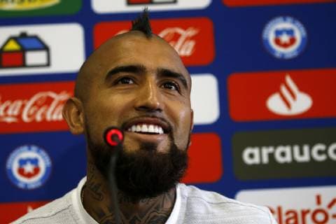 Sport Bilder des Tages Fußball, Copa America, Nationalteam Chile Pressekonferenz Conferencia de prensa de Arturo Vidal El jugador de la seleccion chilena Arturo Vidal se dirige a los medios de comunicacion durante una conferencia de prensa realizada en el hotel Pullman Villa Olimpica de San Pablo, Brasil. 15 06 2019 Andres Pina Photosport Football, Arturo Vidal press conference, PK, Pressekonferenz Chile s player Arturo Vidal speaks to the medias during a press conference at the Pullman Villa Olimpica hotel in Sao Paulo, Brazil. 15 06 2019 Andres Pina Photosport Conferencia de prensa de Arturo Vidal en San Pablo 