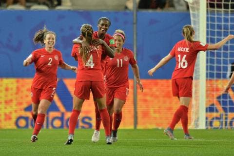Joie de Nichele Prince (canada) et de ses coequipieres FOOTBALL : Canada vs Nouvelle Zelande - Coupe du monde de Football Feminin Groupe E - 15 06 2019 FredericChambert Panoramic 