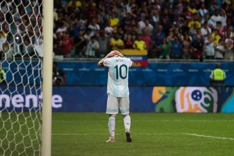 Argentina vs Colombia SALVADOR, BA - 15.06.2019: ARGENTINA VS COLOMBIA - Lionel Messi, during a match between Argentina and Colombia, valid for the group stage of the Copa America 2019, held this Saturday (15) at the Arena Fonte Nova in Salvador, Bahia, Brazil. (Photo: Tiago Caldas Fotoarena) x1748424x  TiagoxCaldas