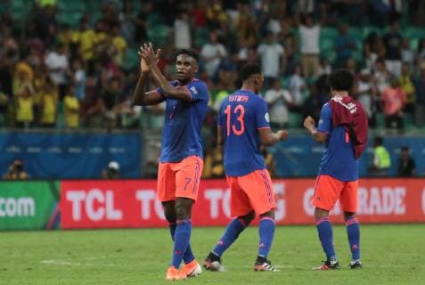 Argentina vs Colombia SALVADOR, BA - 15.06.2019: ARGENTINA VS COLOMBIA - Duván Zapata, celebrating goal during match between Argentina and Colombia, valid for the groups phase of Copa America 2019, held this Saturday (15) at the Arena Fonte Nova in Salvador, Bahia, Brazil. (Photo: Tiago Caldas Fotoarena) x1748431x  TiagoxCaldas