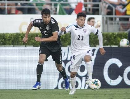 June 15, 2019 - Pasadena, California, United States of America - Nestor Araujo 2 of Mexico national team, Nationalteam battles for the ball with Marcus Godinho 23 of the Cuba National Team during their Gold Cup game on Saturday June 15, 2019 at Rose Bowl Stadium in Pasadena, California. JAVIER ROJAS PI Mexico vs Cuba - ZUMAp124 20190615_zaa_p124_013 Copyright: xJavierxRojas Pix