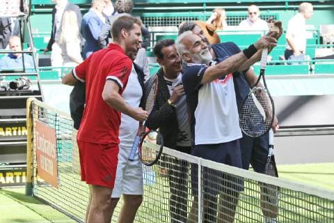 Florian Mayer, Thomas Muster, Mansour Bahrami and Goran Ivanisevic Schauinsland Reisen Champions Trophy Halle Westfalen 15 06 2019 photo FSA boots Eibner press photo Schauinsland Reisen Champions Trophy Halle Westfalen Halle Westfalen Copyright: xFSAx Eibner-Pressefotox EP_fsa