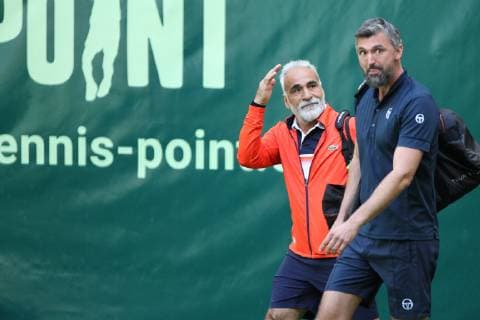 Mansour Bahrami and Goran Ivanisevic Schauinsland Reisen Champions Trophy Halle Westfalen 15 06 2019 photo FSA boots Eibner press photo Schauinsland Reisen Champions Trophy Halle Westfalen Halle Westfalen Copyright: xFSAx Eibner-Pressefotox EP_fsa