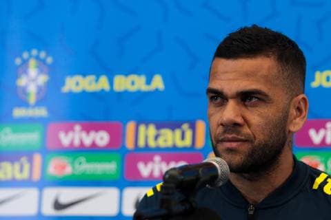 Fußball, Copa America, Nationalteam Brasilien Pressekonferenz Training of the Brazilian Team in Salvador SALVADOR, BA - 16.06.2019: TRAINING OF THE BRAZILIAN TEAM IN SALVADOR - Daniel Alves, player of the Brazilian national team, Nationalteam and PSG, at a press conference, PK, Pressekonferenz at the Hotel Deville in Salvador, Bahia, Brazil. (Photo: Tiago Caldas Fotoarena) x1748545x  TiagoxCaldas